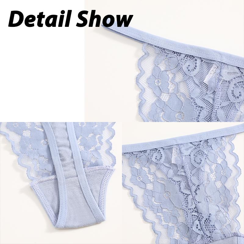 4ks krajkové květinové spodní prádlo pro dámu Sexy duté kalhotky Pevná strečová tanga Dámská perspektiva G-String prodyšné spodní prádlo