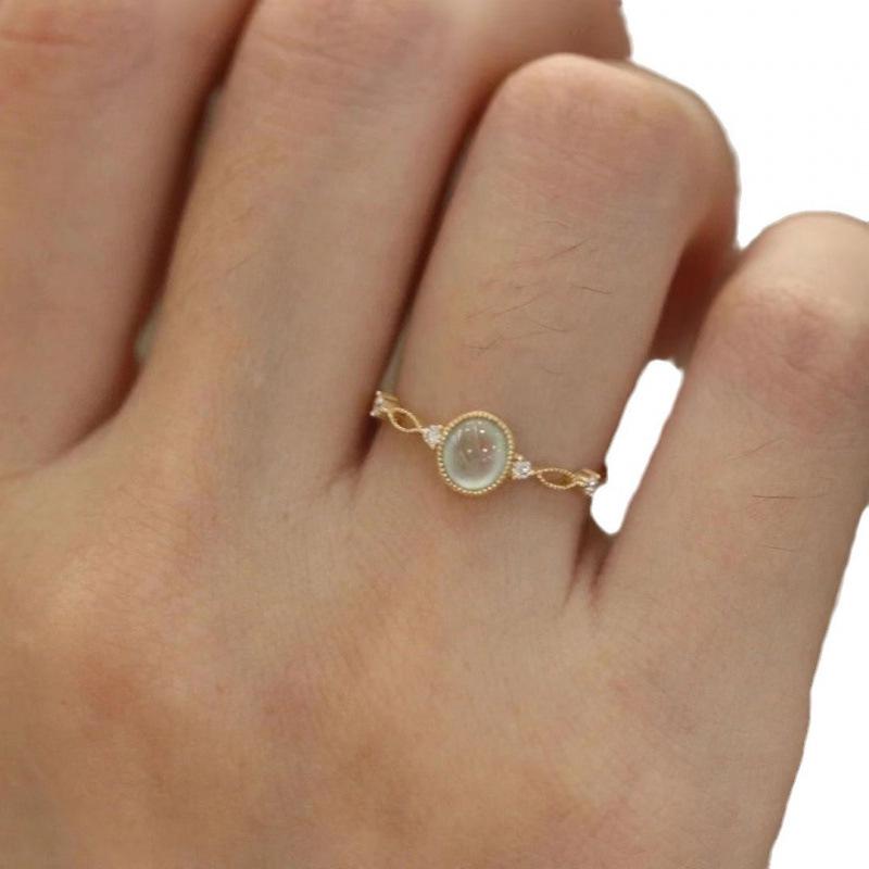 New Style Ice Jade Chalcedony Open Ring with Diamond Accents – Top Seller on Influencer Streams – Perfect Birthday Gift for Girls