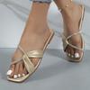 Women's Fashion Temperament Versatile Flat Twisted Sequins Beach Gala Walking Flat Sandals