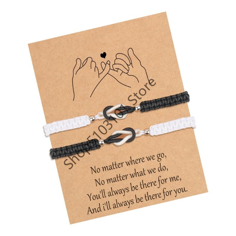 2pcs Forever Love Knot Bracelets Matching Couple Bracelet Anniversary Valentines Gifts for Boyfriend Girlfriend