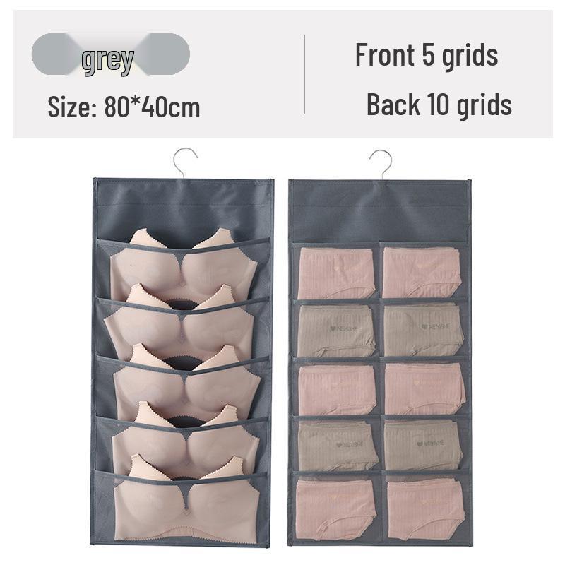 Dual-Sided Hanging Underwear Organizer for Wall or Dorm, Ideal for Bras and Panties.