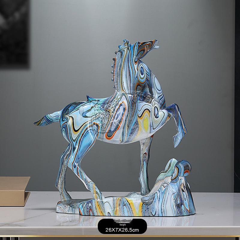 Colorful Prosperity Horse Figurine: Elegant Decor for Office, Living Room, or Hallway - Ideal Housewarming or Opening Gift
