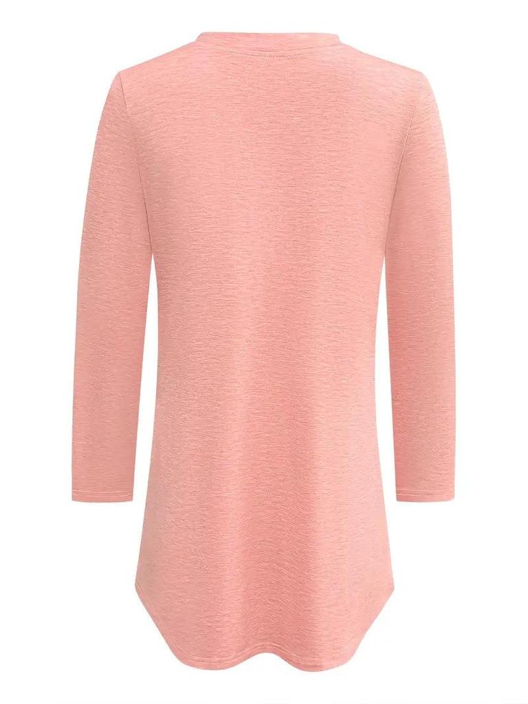Women's V-Neck Button-Up Long Sleeve Top for Fall/Winter