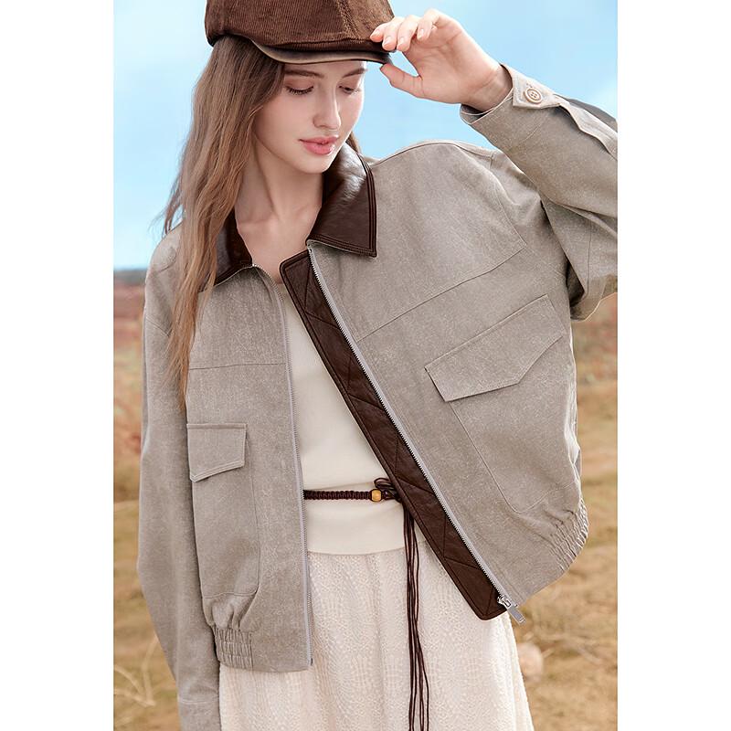 Betu Women's 2025 Autumn Sweet & Cool Color-Block Short Jacket