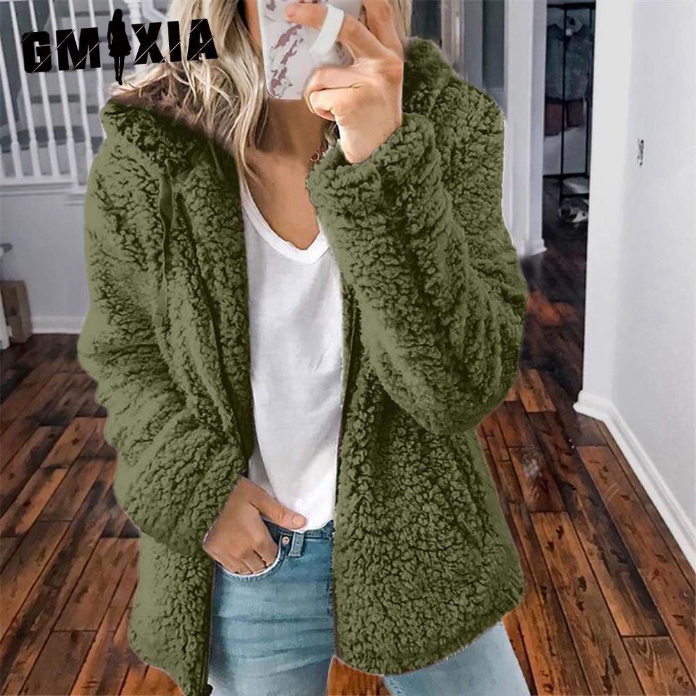GMXIA Women's Vintage Casual lattice Print Autumn Winter Long Sleeve Hooded Jackets & Coats