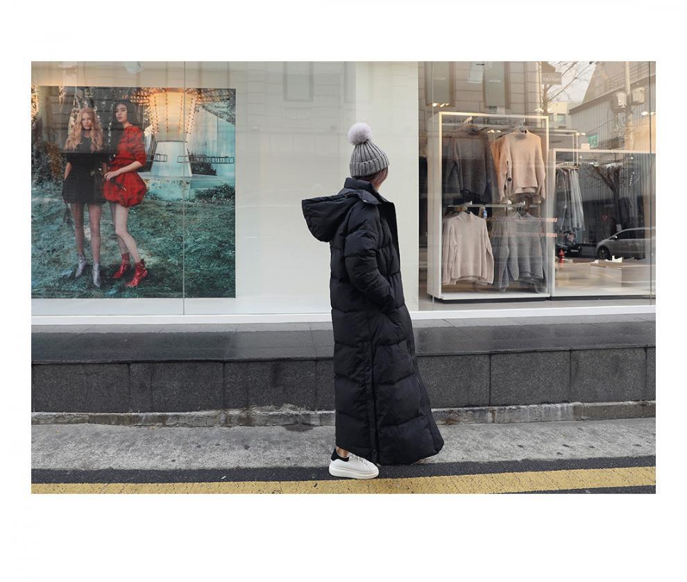 Korean Style Winter 2025 Women's Thick Over-the-Knee Cotton Coat