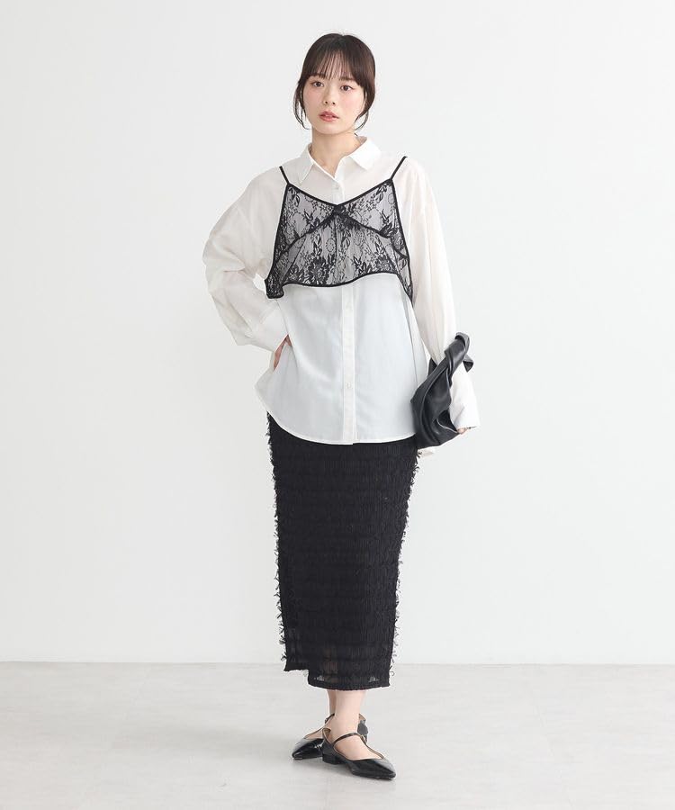 Music Casual Set Lace Bustier Shirt for Black [Earth & Ecology] 2-piece + Women,