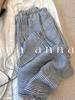 JINXI Women's Summer 2026 Blue Striped Linen High-Waist Wide-Leg Pants - Slimming and Versatile Casual Style
