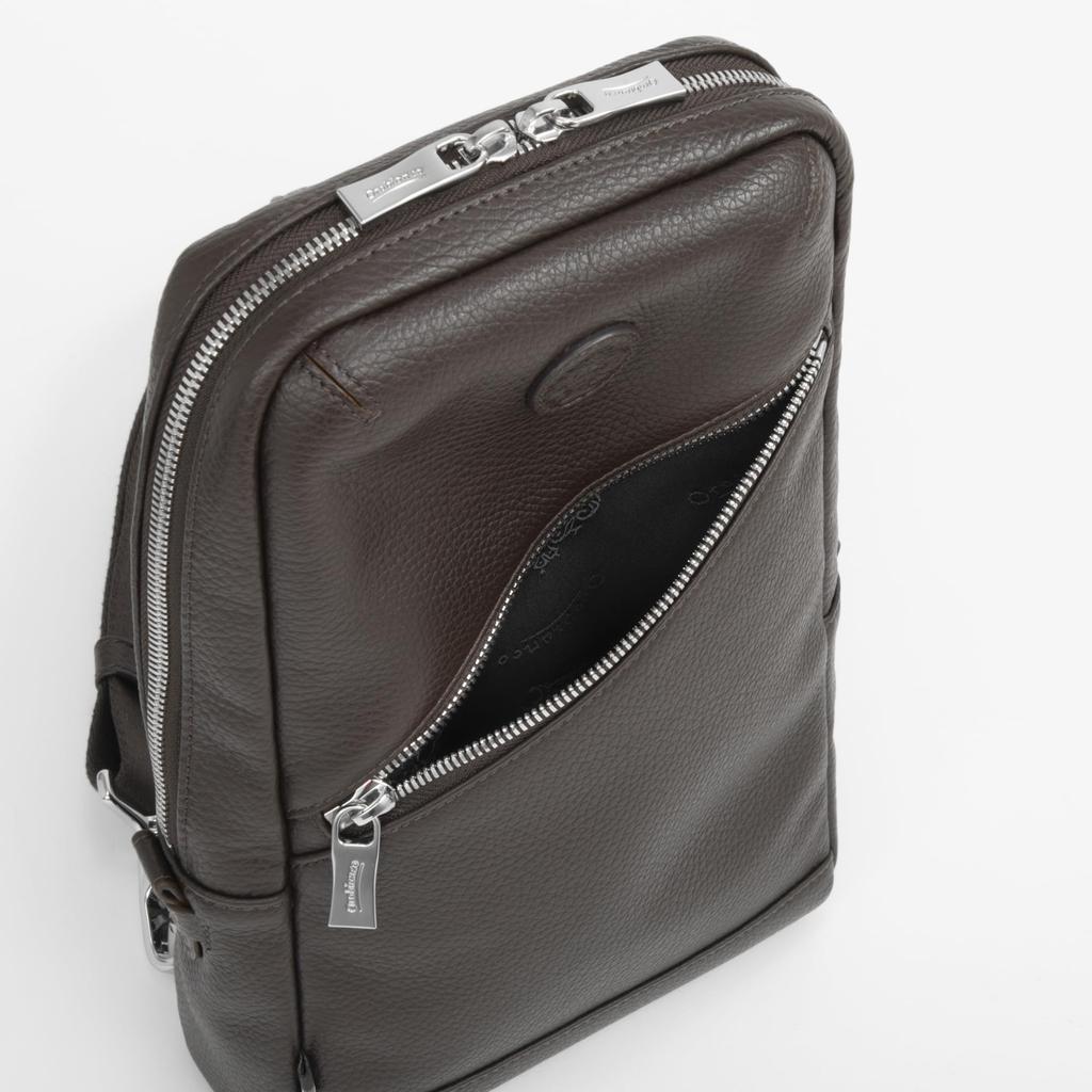 Orobianco Fiore Italian Leather Body Black Bag, 4L, 550g, No. 93004, Men's,