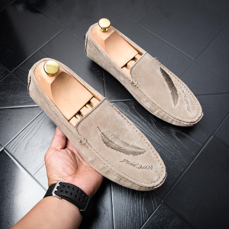 Cow Suede Leather Penny Loafers Men Casual Shoes Man Moccasins 2025 Designer Mens Driving Shoes Fashion Boat Slip On Flats