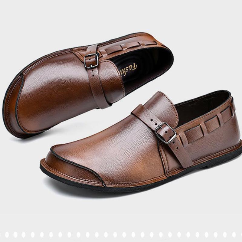 Mocassins pour hommes Chaussures de conduite confortables pour hommes en cuir véritable Chaussures plates souples décontractées pour hommes Chaussures de marche antidérapantes pour hommes Chaussures à enfiler pour hommes