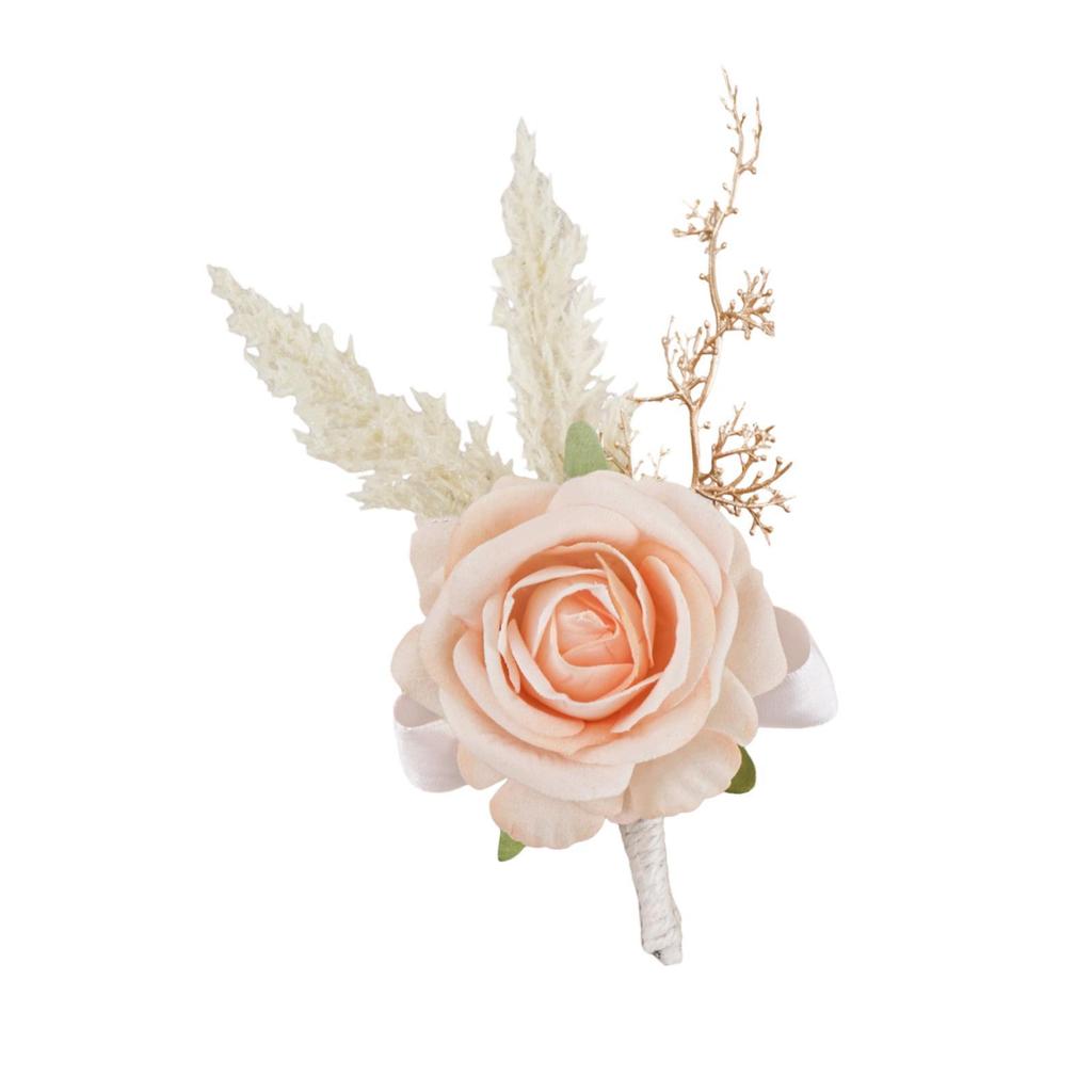 Creative Rose Boutonniere Artificial Flower Decor Wedding Decoration Accessory for Groom Bridesmaid Prom Bridal Showers