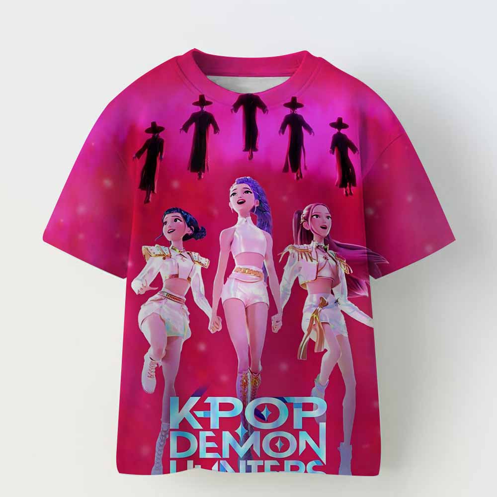 KPop Demon Hunters Tiger Girls Boys T-skjorte K-Pop Demon Hunters Barneklær T-skjorter Søt Tegneserieprint T-skjorte Topper