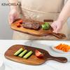 Wooden Cutting Board with Handle, Food-Safe for Meat Fish Cheese Fruits Pizza, for Home Restaurant Use, Elegant Kitchenware