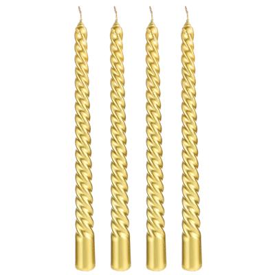 4 Pcs Long Threaded Taper Candles Dinner Tall Gold Decor Decorative Party Layout Props Aromatherapy Decorations Scented