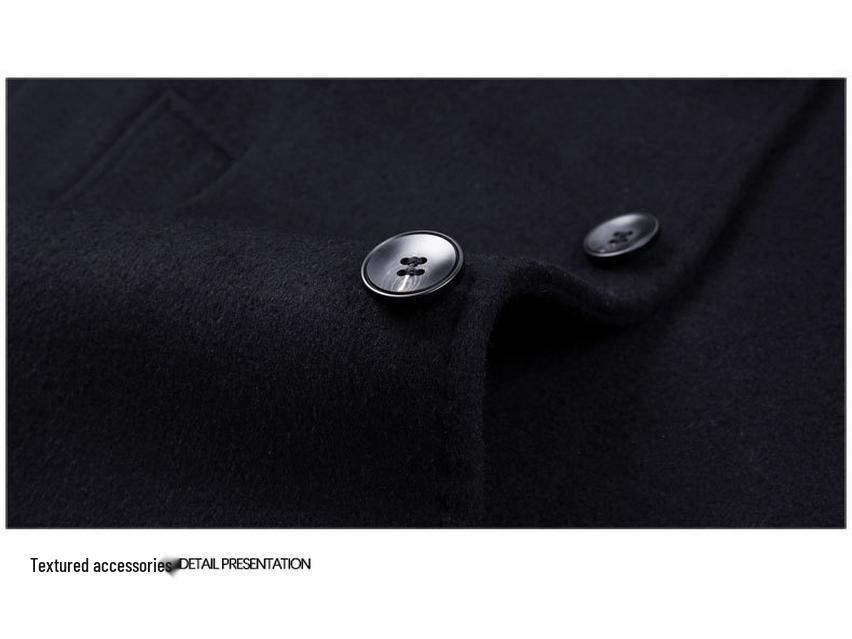 Men's Mid-Length Wool Coat with Detachable Down Liner, Business Lapel Style
