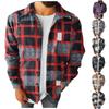 Gebürstete karierte Hemden für Herren, langärmlig, Flanell, Revers, Knopfleiste, Taschen, Shacket-Jacken, Mäntel