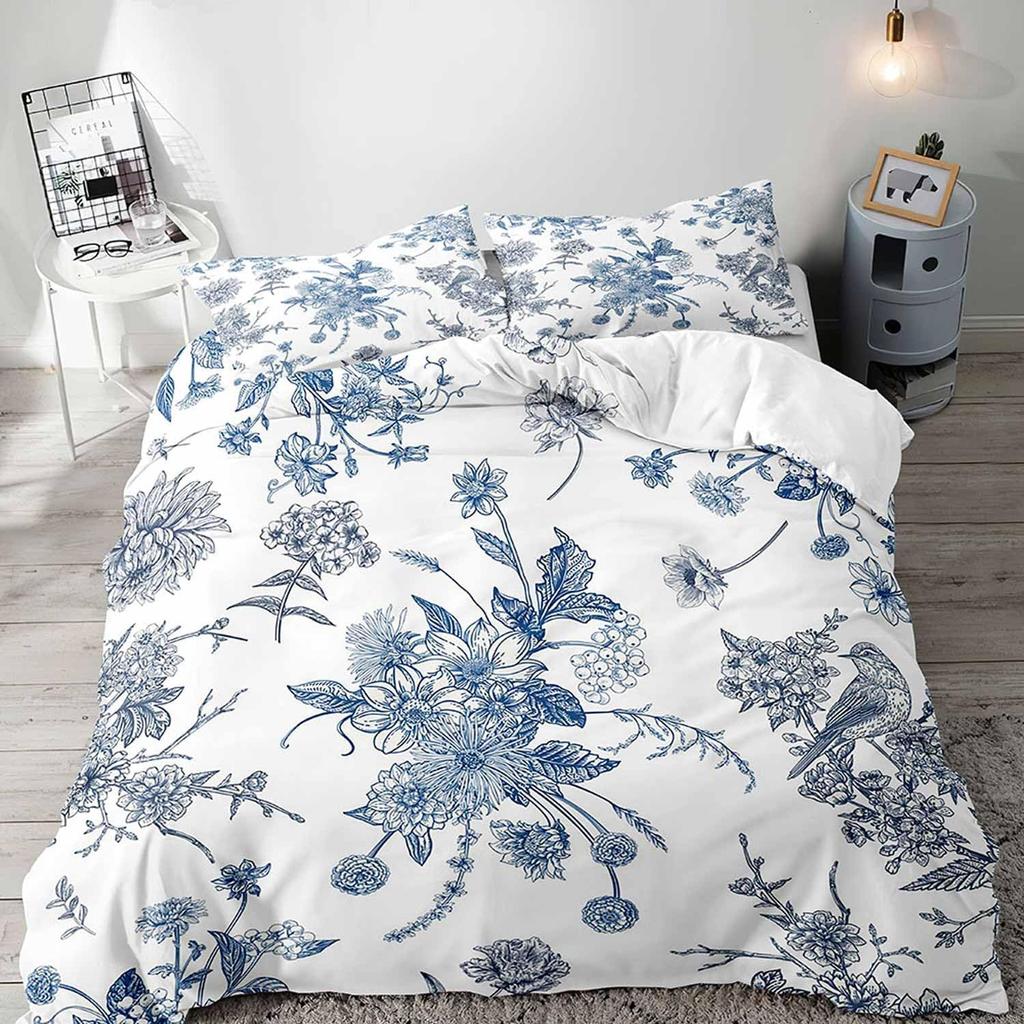 Botanical Leaves Floral Print Duvet Cover Queen King Size Bedding Set Soft Geometric Pattern Quilt Cover With 2 Pillowcases