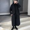 Johnature Black Padded High-waisted Vertical Skirts A-line Autumn Winter Casual Simple All Match Warm Loose Women Skirt