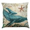Sea Animal Flax Pillow Case Children Painting Printed Cushion Cover 45x45cm Christmas Home Decor Sofa Monstera Pillow Covers