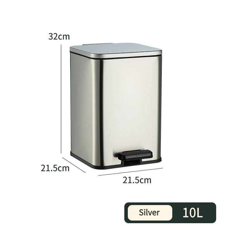 Household Stainless Steel Square Garbage Bin Kitchen Living Room Large Capacity Foot Operated Sanitary Bin