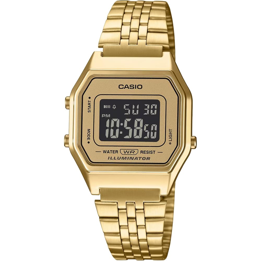 Casio Vintage Series LA680WGA-9B Women's Digital Watch Octagonal Face Gold Reverse LCD