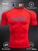 Men's Compression Shirt Quick Dry Neon Green Gym T-Shirt Blue Tribal Eyes Print Workout Sportswear