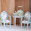 1/12 Scale Wooden Dollhouses Furniture Set Mini Wooden Table And Chair For Kids Floral Pattern