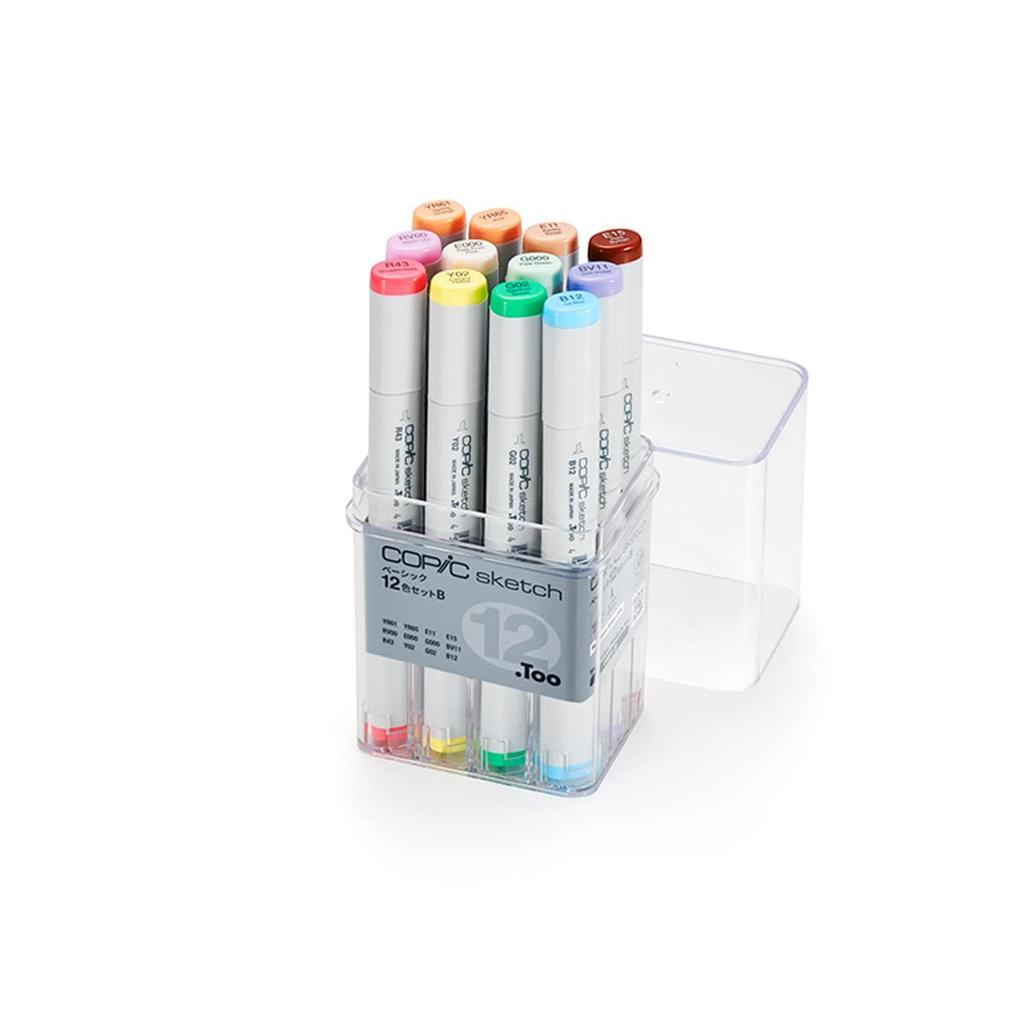 COPIC Sketch Basic 12-Color Set B Illustration Markers - Art Pens for Drawing
