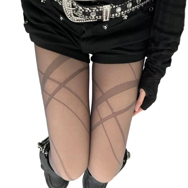 Women's Irregular Crisscross Pattern Nylon Tights Stockings Sheer Pantyhose For Professional Outfits Or Casual Event