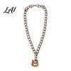 Halloween Themed Pet Accessories Chain Collar Metal Cat Collar with Witch Ghost Strong Necklace Pendant Festive Pumpkin Skull Charm for Cats