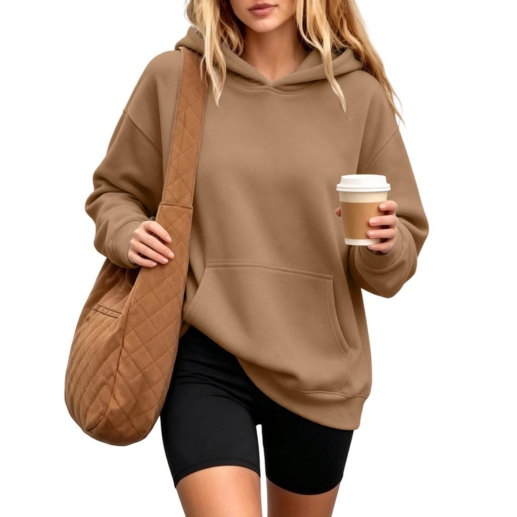 Damen Kapuzenpullover Sweatshirt mit Tasche Langarm Lässig Bequem