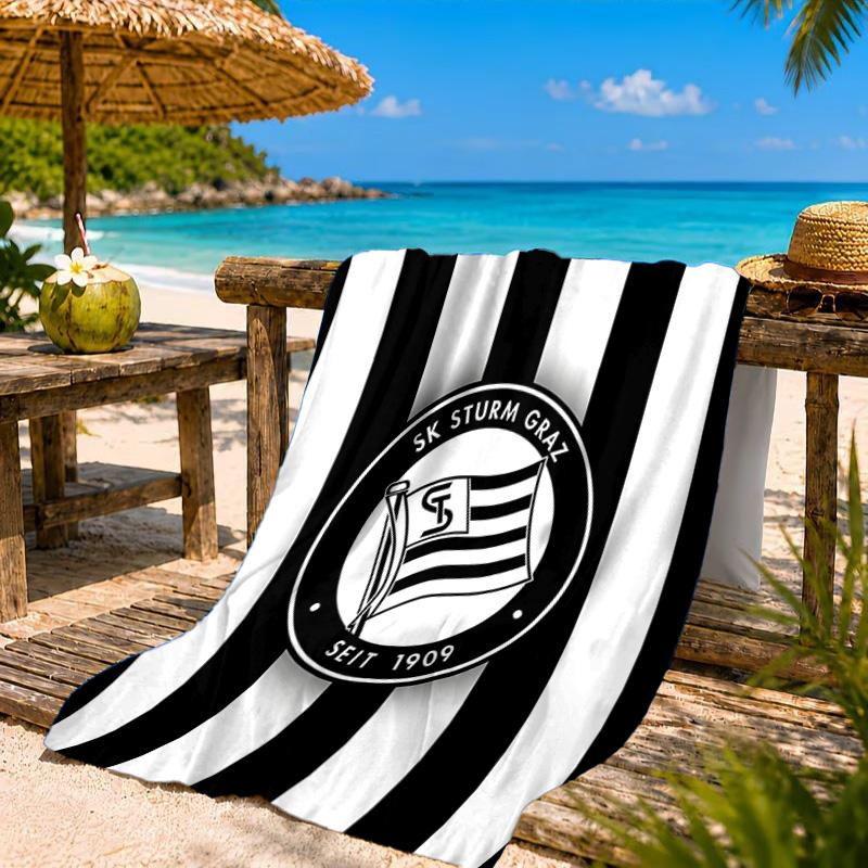 Toalla de Playa de Microfibra Estampada con el Escudo del Sturm Graz, Suave y Absorbente, Secado Rápido, Ideal para Viajes de Verano, Esencial para la Playa, Piscina