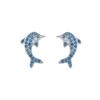 VENTFILLE 925 Sterling Silver New Design Blue Crystal Dolphin Stud Earrings For Women Fashionable Animal Shape All-Match Jewelry