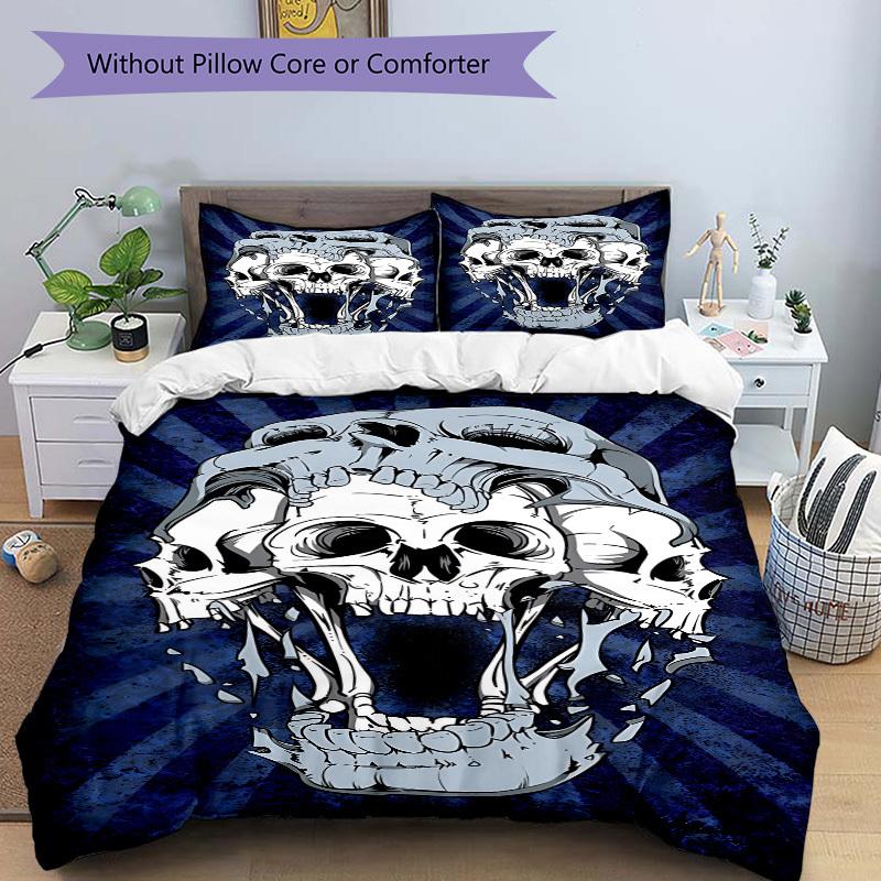 3pcs bedding set Skull Horror Includes 1 Comforter + 2 Pillowcases, Without Pillow Inserts, Soft Comfortable, Lightweight Breathable088