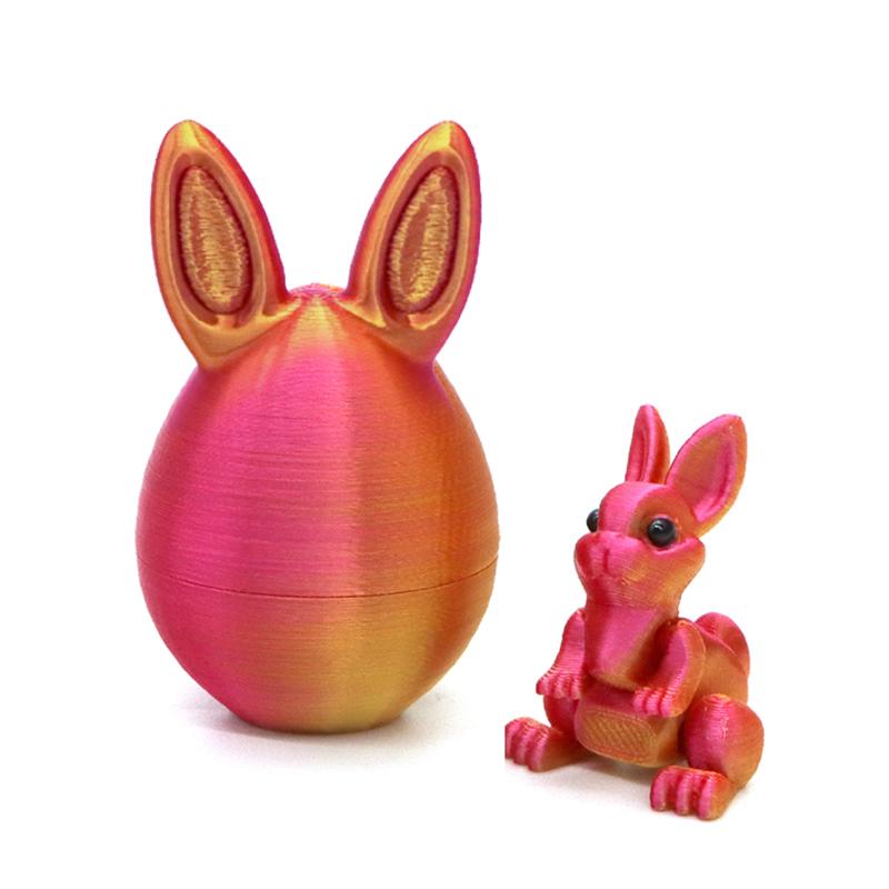 Model 2pc/Set 3D Printed Cute Bunny Eggs Ornament Animal Easter Rabbit Home Desktop Ornament Happy Easter Party for Kids Gift