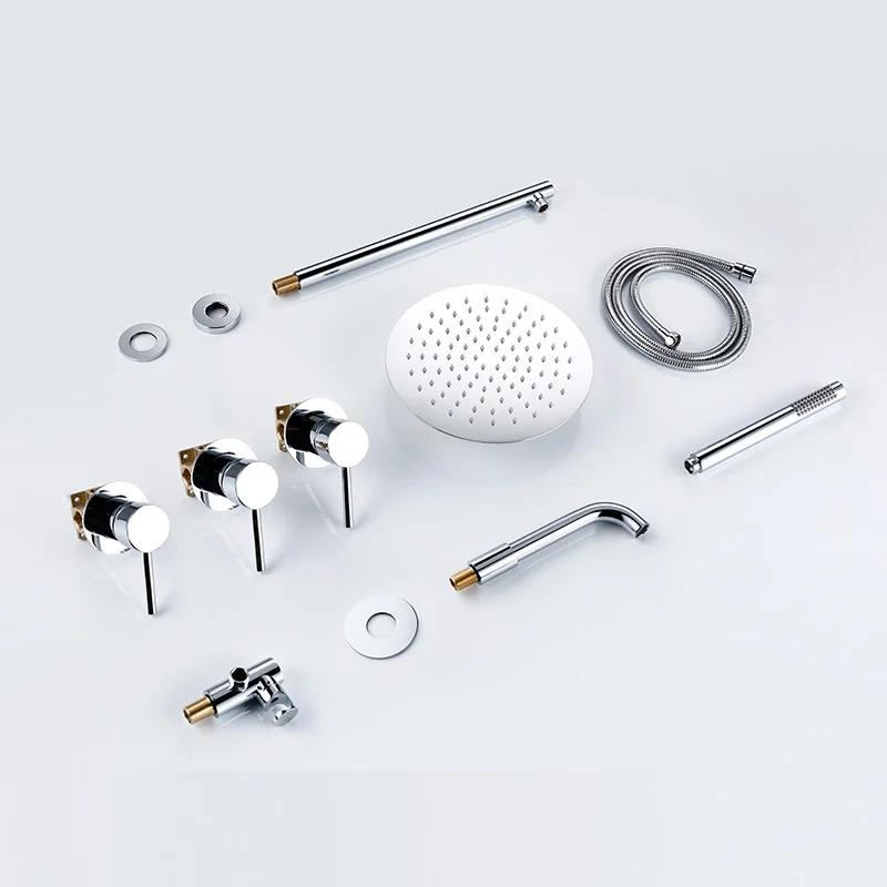 Bathroom Shower Faucet Set Bathroom Mixer Tap Bathtub With Brass Rainfall Headshower Handshower Hot Cold Spout 3 Way Diverter