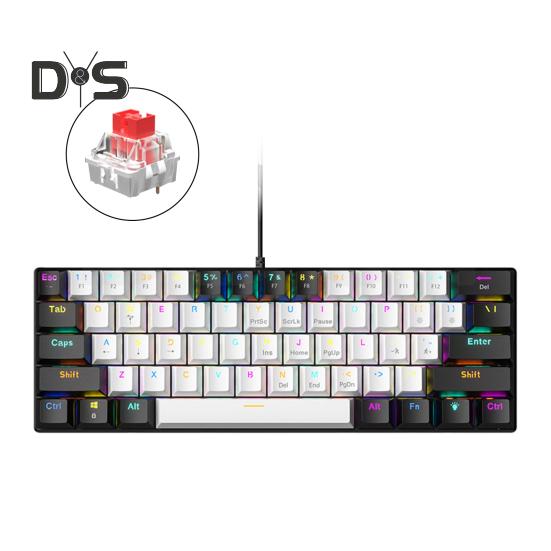 Teclado Mecánico de 61 Teclas con Efectos de Iluminación RGB Diseño Ergonómico Ajustable Plug-Play Teclado Universal Alámbrico para Juegos