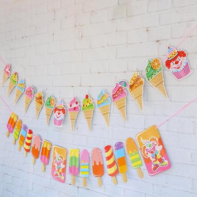 Summer Party Ice Cream and Milk Tea Bunting Banners for Shop Decoration