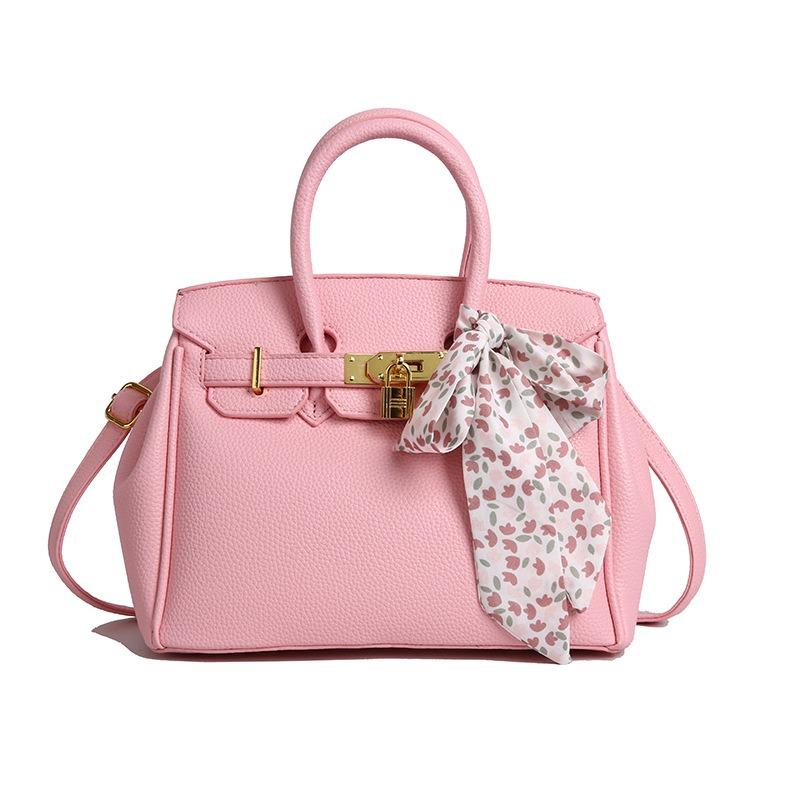 

Премиальная платиновая сумка женская новая сумочка узор личи на плечо сумка-мессенджер универсальная сумка для поездок розовый