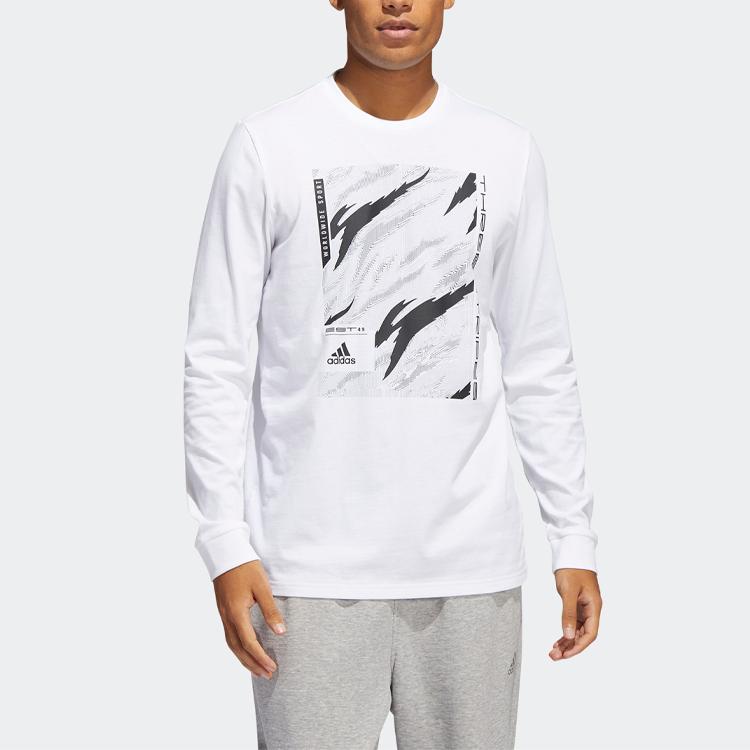 Adidas Alphabet Print Casual Long Sleeve T-Shirt Men Tops White HE4788