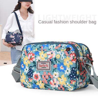 Nylon Umhängetaschen für Damen Modische kleine quadratische Tasche Wasserdichtes Fassungsvermögen Mama-Tasche Damen Bunte bedruckte Umhängetasche