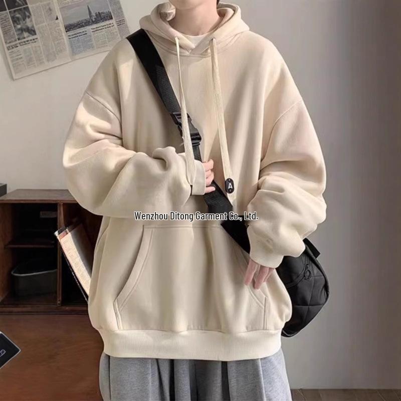 

2025 Oversized Trendy Heavyweight Fleece Hoodie - American Style, Solid Color, Unisex Autumn/Winter Outerwear 4XL
