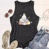 Cartoon-bedrucktes Rundhals-Damen-Tanktop Frühling und Sommer Lässiges ärmelloses Oberteil