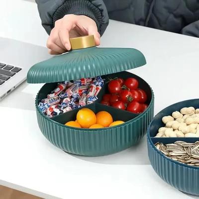 1 Pz Vassoio da Portata Grande Capacità 3 Scomparti Scatola Portaoggetti per Frutta Secca Snack Casa Festa Caramelle e Noci