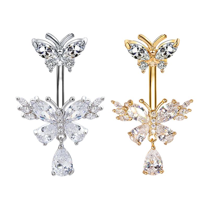 Butterfly Navel Ring For Women Girls Exquisite Zircon  Belly Button Rings Sexy Belly Piercing Body Jewelry Gifts