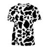 Camiseta de vaca creativa y divertida impresa en 3D con estilo Harajuku moderno, neutro y lindo, de manga corta casual