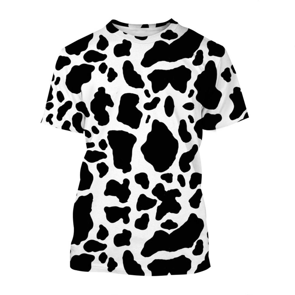 Camiseta de vaca creativa y divertida impresa en 3D con estilo Harajuku moderno, neutro y lindo, de manga corta casual