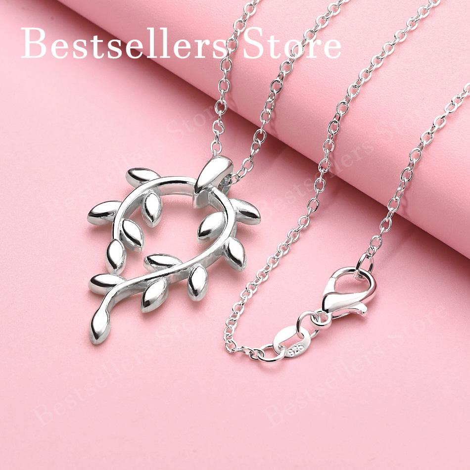 925 sterling silver 16-30 inch delicate leaf pendant necklace, suitable for women's fashionable wedding jewelry accessories