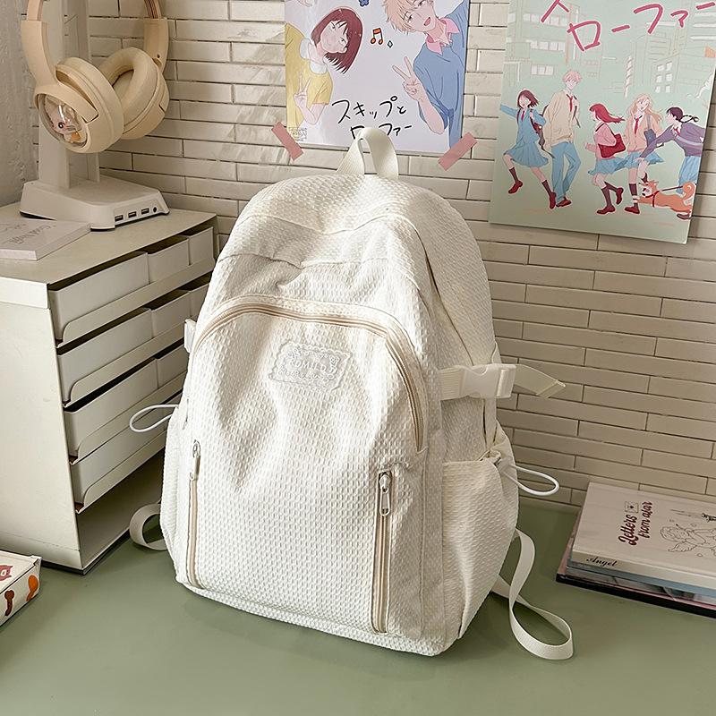 Summer New Water Canvas Bag Literary Japanese Female Lazy Wind Small Backpack Simple Solid Color Female Backpack
